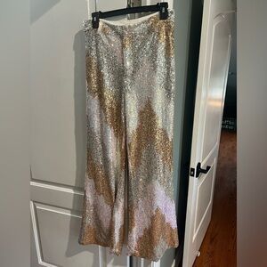 New with tag womens boutique flare sparkle sequin dress pants size medium party